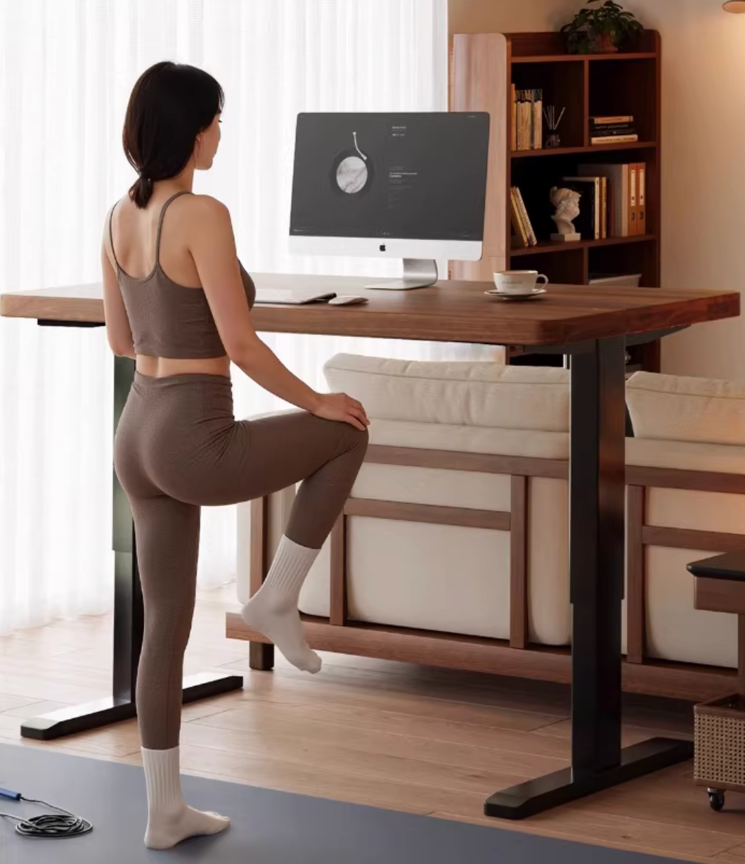 Hand-cranked height-adjustable study desk